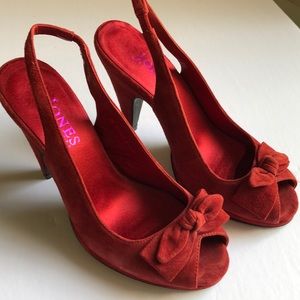 Red Suede Slingback Heels